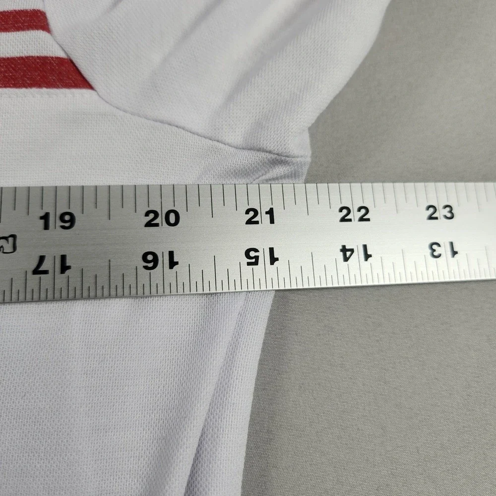 Travis Mathew Polo Shirt Mens L White USA Flag Golf Pima Cotton Blend - Picture 4 of 8